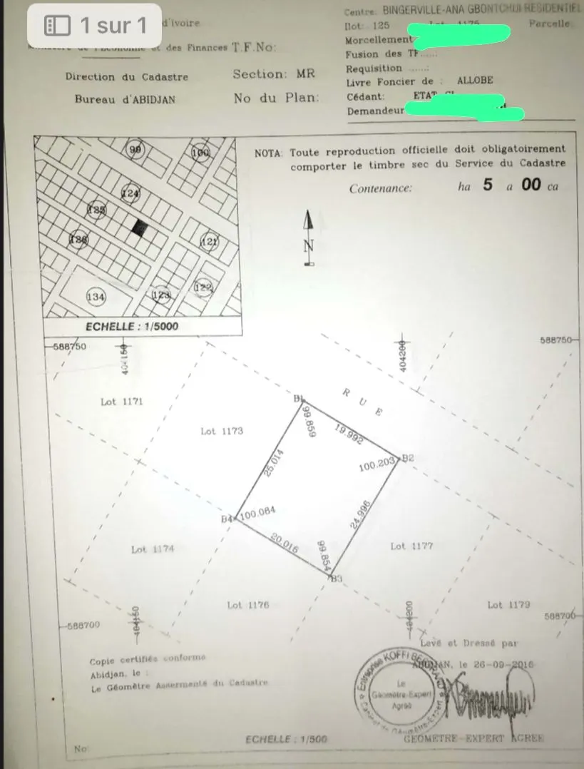 TERRAIN 500m2 BINGERVILLE ANA
