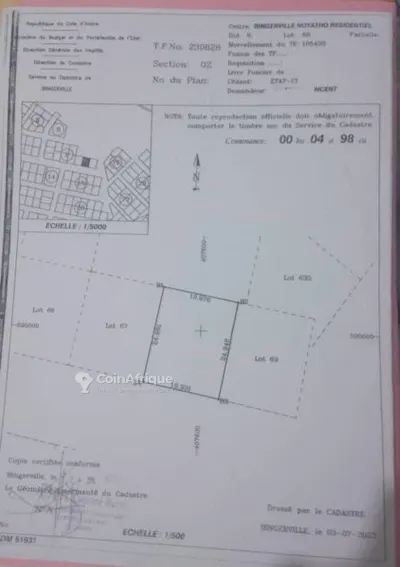 Terrain titre foncier — Bingerville Palais de Justice
