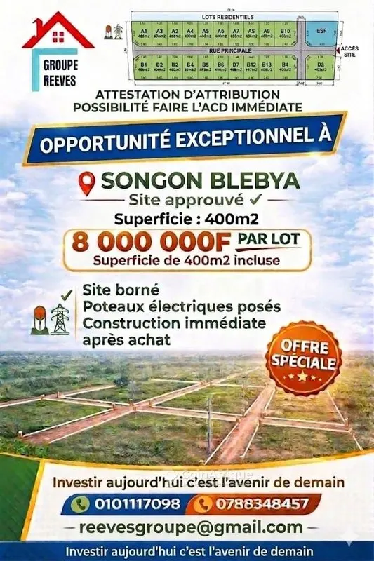 Terrain 400 m² — Songon Blébya
